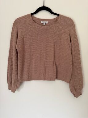 Warm & Cozy Washed Rose Crewneck Sweater - Textured Knit